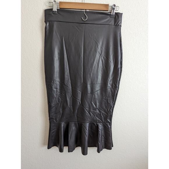 Vintage Y2K Codigo Womens Sz L Midi Length Tulip Skirt Black Shiny - Picture 2 of 4